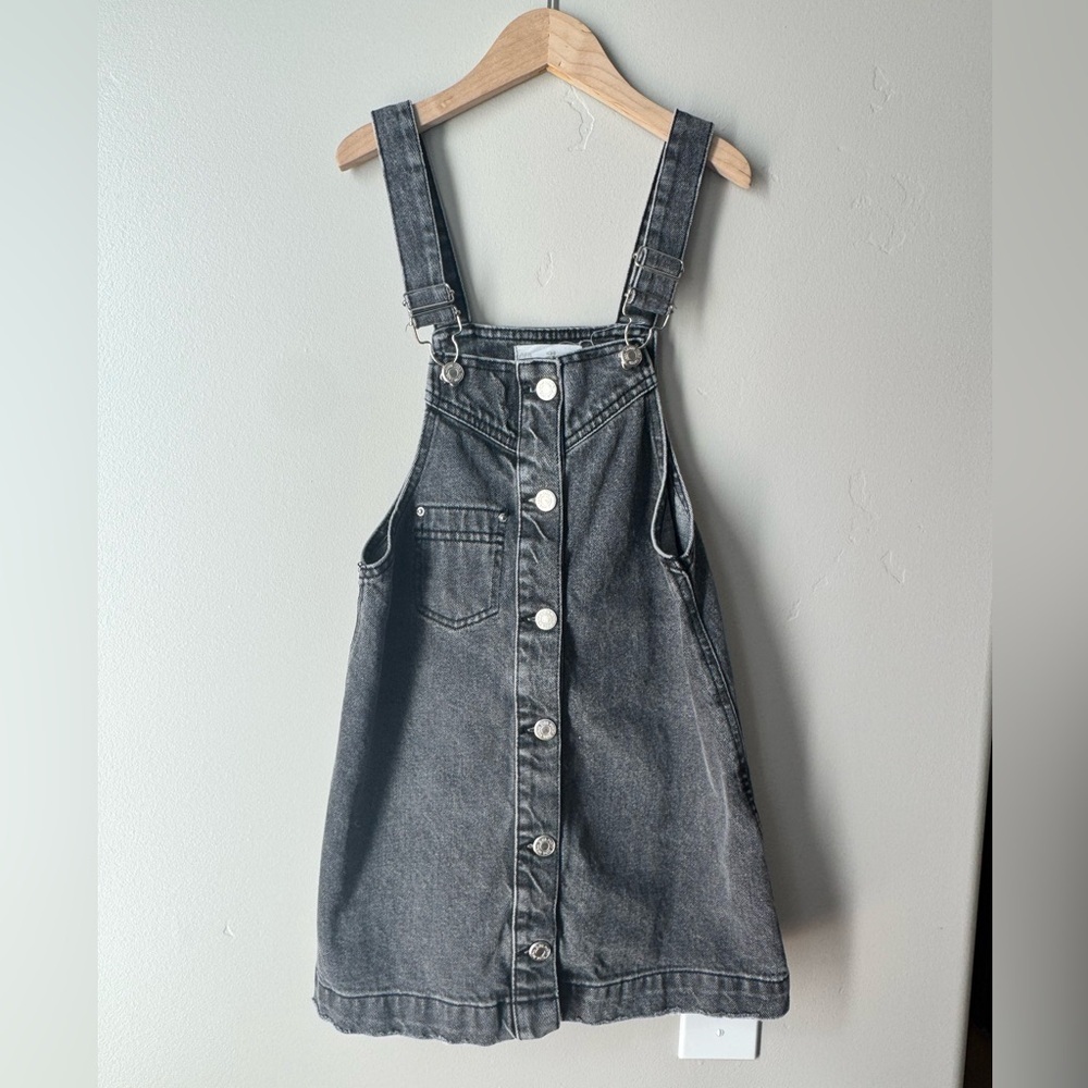 Zara Kids Denim Pinafore Dress Button Front Overall Jumper Y2K Grunge 9